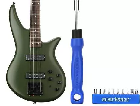 Электрическая бас-гитара Jackson X Series Spectra SBX IV — матовый армейский серый комплект с музыкальным инструментом MusicNomad The Octopus 17-в-1 Jackson + MusicNomad 2919904520=1 MN228=1