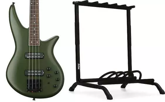 Электрическая бас-гитара Jackson X Series Spectra SBX IV — матовый армейский серый комплект со складной мультигитарной стойкой On-Stage GS7561 на 5 мест Jackson + On-Stage 2919904520=1 10587=1