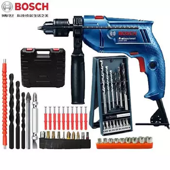 Электрическая дрель Bosch, бытовая ударная дрель, мощная электрическая ручная дрель GSB550, электрическая отвертка, регулировка вперед и назад