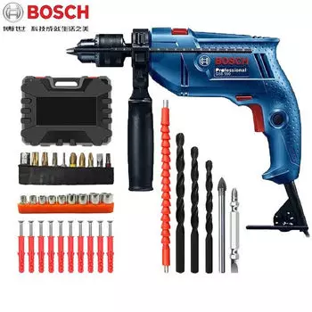 Электрическая дрель Bosch, бытовая ударная дрель, мощная электрическая ручная дрель GSB550, электрическая отвертка, регулировка вперед и назад
