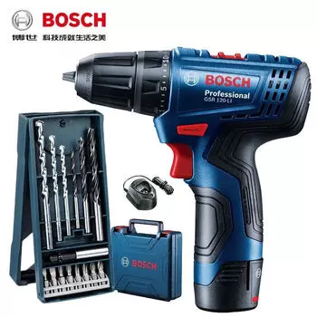 Дрель электрическая Bosch GSR120-Li + комплект насадок, кейс, зарядное устройство