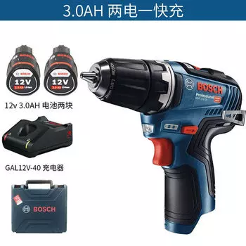 Дрель электрическая Bosch GSR 12V-35 + два аккумулятора 3.0Ah, зарядное устройство, кейс