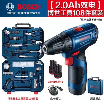 Дрель электрическая Bosch GSR120-Li + набор инструментов, 108 пердметов