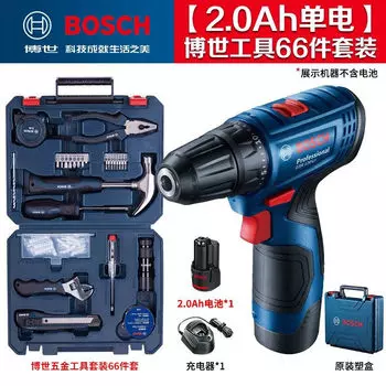 Дрель электрическая Bosch GSR 120-Li + набор инструментов, аккумулятор 2.0Ah, зарядное устройство