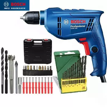 Электрическая отвертка Bosch, электрическая дрель, ручная электродрель, бытовая электрическая отвертка GBM400, многофункциональный ящик для инструментов, профессиональный набор