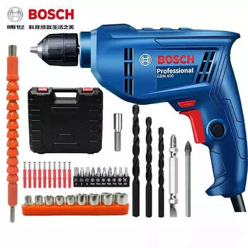 Электрическая отвертка Bosch, электрическая дрель, ручная электродрель, бытовая электрическая отвертка GBM400, многофункциональный ящик для инструментов, профессиональный набор