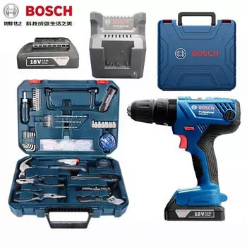 Дрель электрическая Bosch GSB180-Li + набор инструментов, аккумулятор, зарядное устройство, кейс