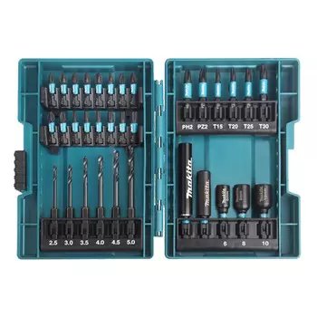 Электрическая отвертка Makita E-06622, набор из 33 бит, втулка для сверл, удлинитель, набор отверток промышленного класса, набор сверл, 33 шт.