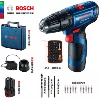 Дрель электрическая Bosch GSB120 + набор отвертки, сверла, аккумулятор, зарядное устройство, кейс