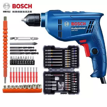 Электрическая ручная дрель Bosch, бытовая электрическая отвертка GBM400, набор инструментов, бесконечная смена