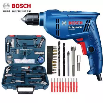 Электрическая ручная дрель Bosch, бытовая электрическая отвертка GBM400, набор инструментов, бесконечная смена