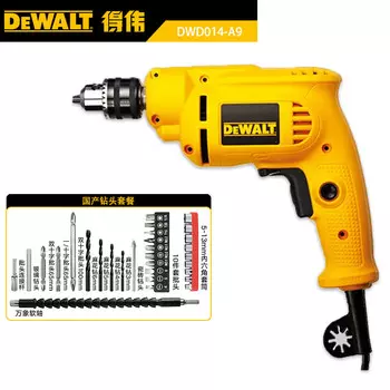 Электрическая ручная дрель DeWalt, 220 В, маленькая ручная дрель, многофункциональная электрическая отвертка, 10 мм, 550 Вт, скоростная электрическая дрель DWD014-A9