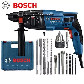 Дрель электрическая Bosch GBH 220 + комплект сверл, кейс