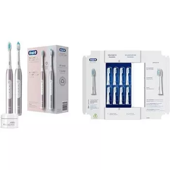 Электрическая звуковая зубная щетка Oral-B Pulsonic Slim Luxe 4900 Платина/Розовое золото, 3 режима, 2 насадки, Oral B