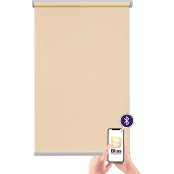Электрические рулонные шторы Sunlines «Las Vegas», затемняющие, затемняющие, с отверстием, свободно висящие, с управлением через приложение через Bluetooth, с мотором и аккумулятором, серебристый откидной стержень, цвет sand + silberfarben