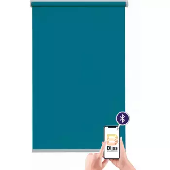 Электрические рулонные шторы Sunlines «Las Vegas», затемняющие, затемняющие, с отверстием, свободно висящие, с управлением через приложение через Bluetooth, с мотором и аккумулятором, серебристый откидной стержень, цвет blau + silberfarben