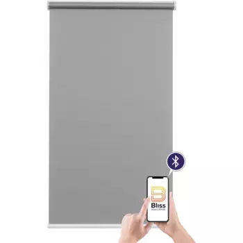 Электрические рулонные шторы Sunlines «Мозаика», непрозрачные, с отверстием, свободно висящие, с управлением через приложение через Bluetooth, с аккумулятором и двигателем, белый стержень