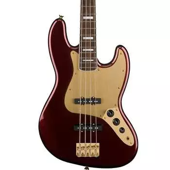 Электрический бас-гитара Squier 40th Anniversary Jazz Gold Edition, с лавровой накладкой на гриф, рубиново-красный Squier 40th Anniversary Jazz Gold Edition Electric Bass, with Laurel Fingerboard