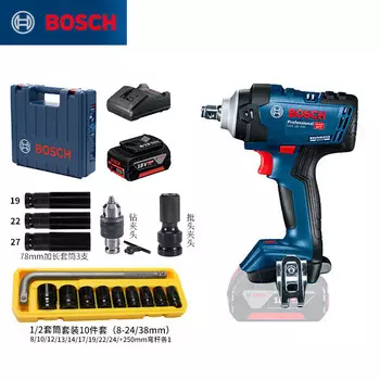 Электрический гайковерт Bosch GDS18v-400, бесщеточный с литиевой батареей, высокий крутящий момент, рабочий, перезаряжаемый ударный гайковерт для тяжелых условий эксплуатации