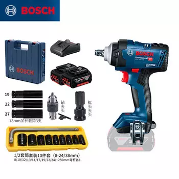 Гайковерт Bosch GDS18v-400 + насадки, два аккумулятора, зарядное устройство