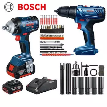 Электрический ветровой гаечный ключ Bosch, электрический молоток, ударная дрель, угловая шлифовальная машина, набор торцевых ключей с литиевой батареей
