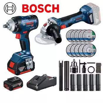 Электрический ветровой гаечный ключ Bosch, электрический молоток, ударная дрель, угловая шлифовальная машина, набор торцевых ключей с литиевой батареей