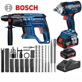 Электрический ветровой гаечный ключ Bosch, электрический молоток, ударная дрель, угловая шлифовальная машина, набор торцевых ключей с литиевой батареей