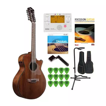 Электроакустическая гитара Ibanez AE2912LGS с сумкой, подставкой и комплектом аксессуаров Ibanez AE2912LGS Acoustic-Electric Guitar with Bag, Stand and Accessory Bundle
