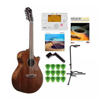 Электроакустическая гитара Ibanez AE2912LGS со стойкой и комплектом аксессуаров Ibanez AE2912LGS Acoustic-Electric Guitar with Stand and Accessory Bundle