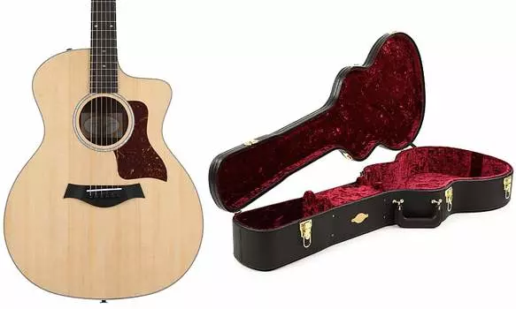 Электроакустическая гитара Taylor 214ce Deluxe, натуральная, с задней декой и обечайками из многослойного палисандра, в комплекте с кейсом Taylor Deluxe Hardshell Grand Auditorium F202002111003280000-0351=1 K0404011000300=1