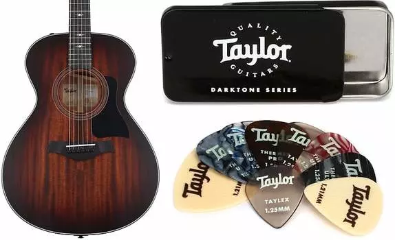 Электроакустическая гитара Taylor 322e — комплект Shaded Edgeburst с жестяным медиатором серии Taylor DarkTone A305001011000641107=1 2600=1