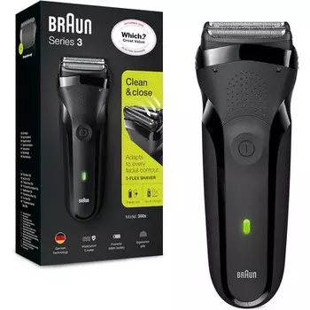 Электробритва Series 3 для мужчин с точным триммером для бороды 300 Black Razor Braun