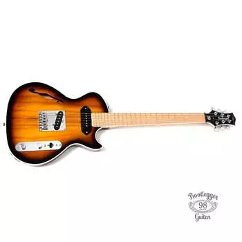 Электрогитара BootLegger Guitar Single Barrel Brown Red Black Burst Custom Case & Flask P90 & Single Coil