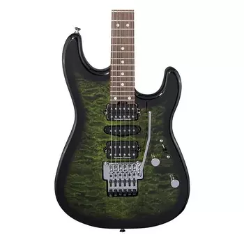 Электрогитара Charvel MJ San Dimas Style 1 HSH FR PF QM Guitar - Transparent Green Burst