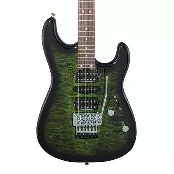 Электрогитара Charvel MJ San Dimas Style 1 HSH FR PF QM - Pau Ferro Fingerboard, Transparent Green Burst