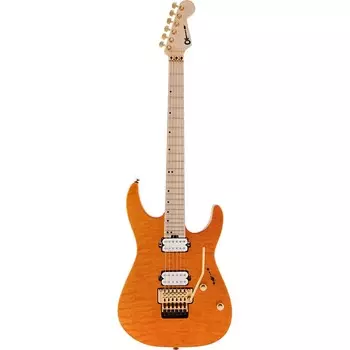 Электрогитара Charvel Pro-Mod DK24 HH FR M Mahogany Guitar with Quilt Maple, Maple, Dark Amber