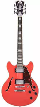 Электрогитара D'Angelico 6 String Semi-Hollow-Body Electric Guitar, Fiesta Red, DAPMINIDCFRCSCB