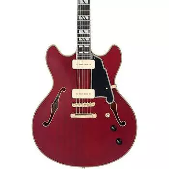 Электрогитара D'Angelico Deluxe DC Semi-Hollow Electric Guitar Satin Trans Wine