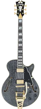 Электрогитара D'Angelico Excel EX-SS Semi-Hollow with Shield Tremolo & Deluxe Hardshell Case 2022 Black Dog