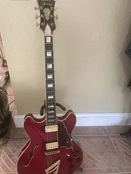 Электрогитара D'Angelico Premier DC Semi-Hollow Double Cutaway with Stairstep Tailpiece 2010s - Trans Wine