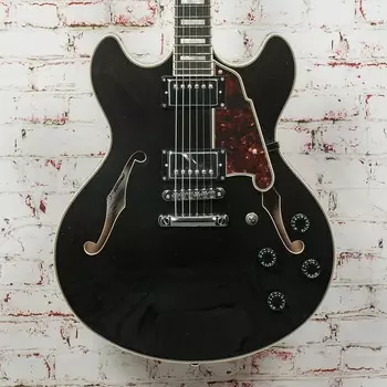 Электрогитара D'Angelico Premier DC Semi-Hollow Electric Guitar Black Flake