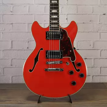 Электрогитара D'Angelico Premier Mini DC Semi-Hollow Electric Guitar Fiesta Red w/Gig Bag