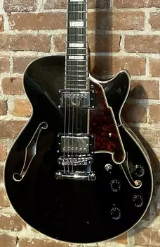 Электрогитара D'Angelico Premier SS Semi-Hollow Single Cutaway with Stop-Bar Tailpiece 2021 - Black Flake