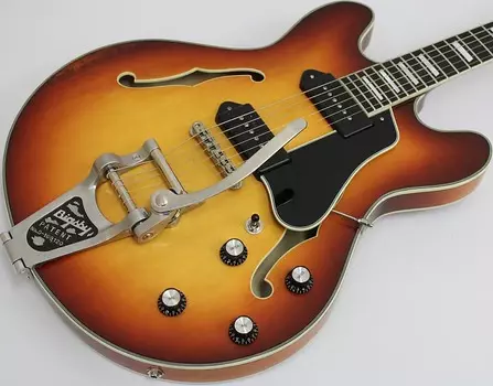 Электрогитара Eastman T64/v-GB Thinline Hollowbody Electric Guitar w/ Bigsby Antique Goldburst