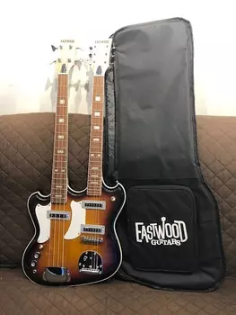 Электрогитара Eastwood Double-Neck LH Bound Maple Top Body & Neck 4/6-String Electric Guitar w/Gig Bag For Lefty Players