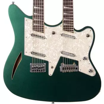 Электрогитара Eastwood Guitars Surfcaster 12/6 Double Neck Electric Guitar - Metallic Green