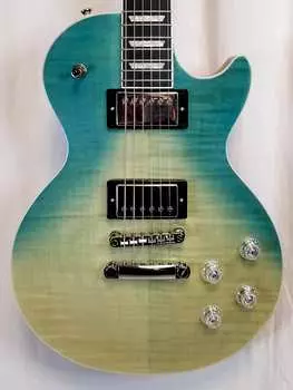 Электрогитара Epiphone Les Paul Modern Figured, топ из огненного клена, накладка на гриф из черного дерева, Карибский синий Fade 2023 EILMFCBFNH1
