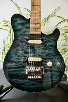 Электрогитара Ernie Ball Music Man Axis Electric Guitar - Yucatan Blue Quilt with Mono Case