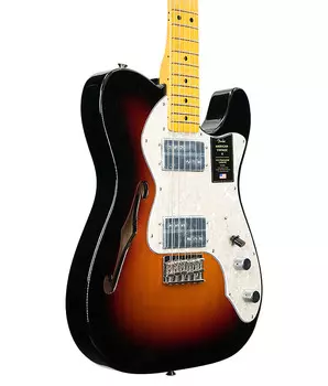 Электрогитара Fender American Vintage II, '72 Tele Thinline - 3 цвета Sunburst Fender American II, '72 Tele Thinline Electric Guitar -