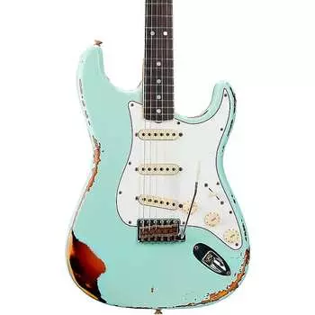 Электрогитара Fender Custom Shop 1967 Stratocaster Limited-Edition Heavy Relic Electric Guitar Aged Surf Green over 3-Color Sunburst